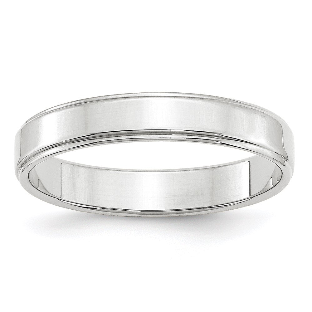 18k White Gold 4mm Flat with Step Edge Wedding Band Ring