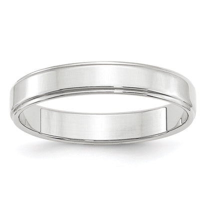 18k White Gold 4mm Flat with Step Edge Wedding Band Ring