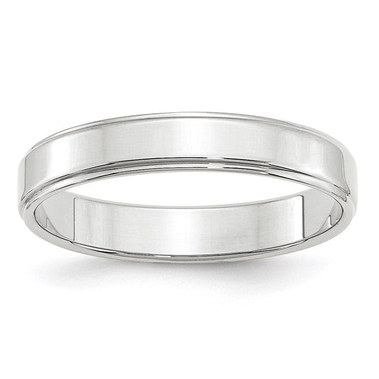 10k White Gold 4mm Flat with Step Edge Wedding Band Ring