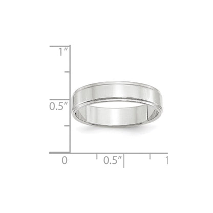 18k White Gold 5mm Flat with Step Edge Wedding Band Ring