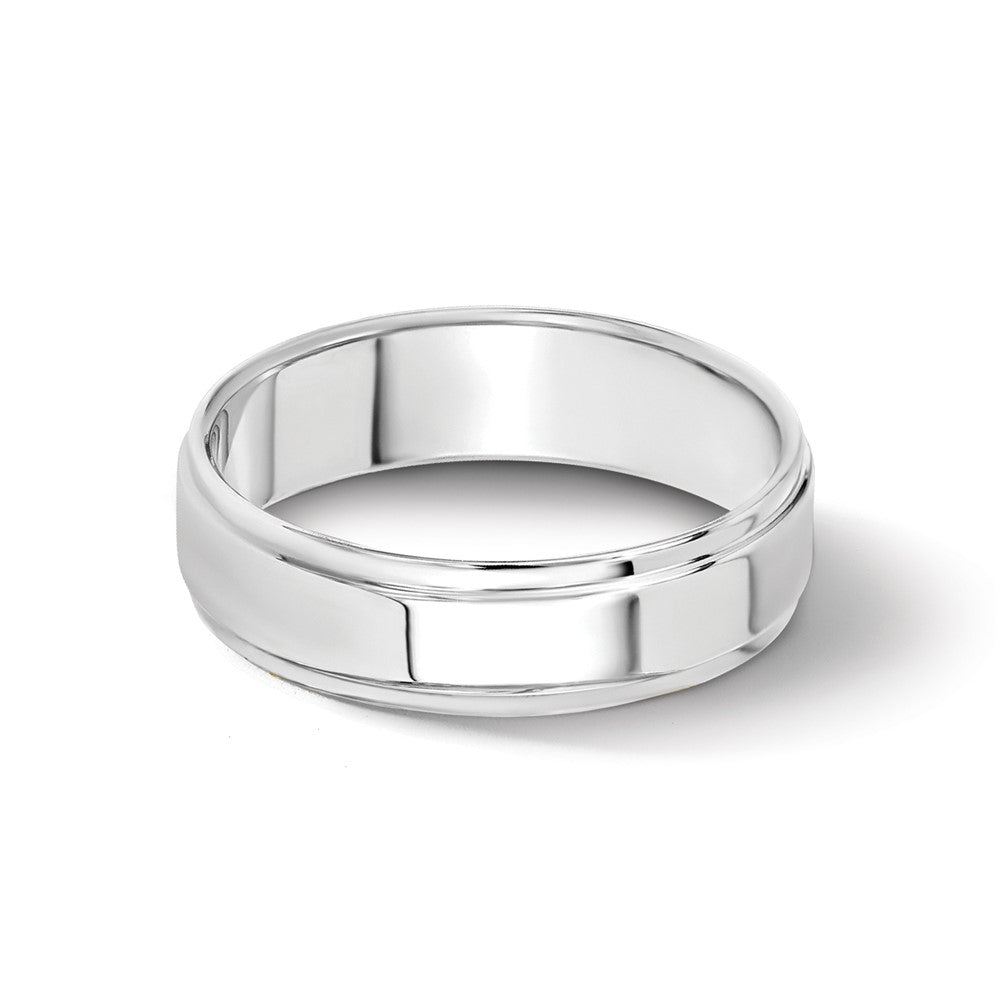 18k White Gold 5mm Flat with Step Edge Wedding Band Ring