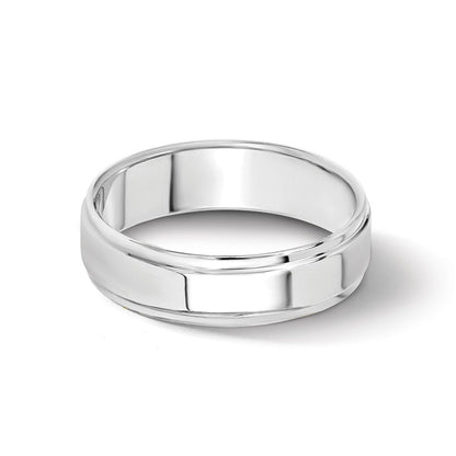 18k White Gold 5mm Flat with Step Edge Wedding Band Ring