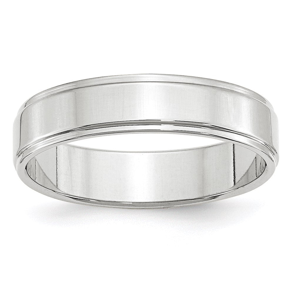 18k White Gold 5mm Flat with Step Edge Wedding Band Ring