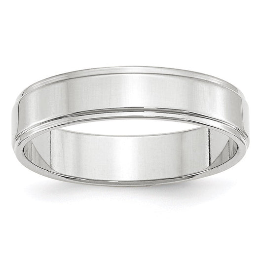 18k White Gold 5mm Flat with Step Edge Wedding Band Ring