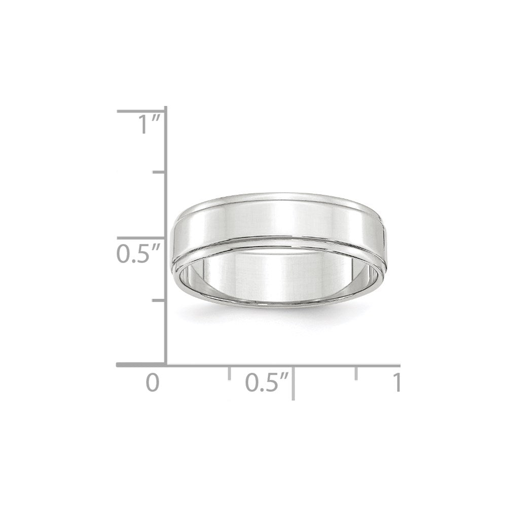 14k White Gold 6mm Flat with Step Edge Wedding Band Ring