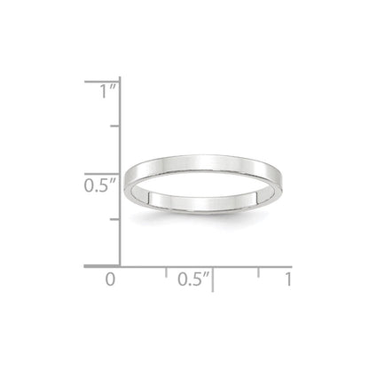 10k White Gold 2.5mm Lightweight Flat Wedding Band Ring
