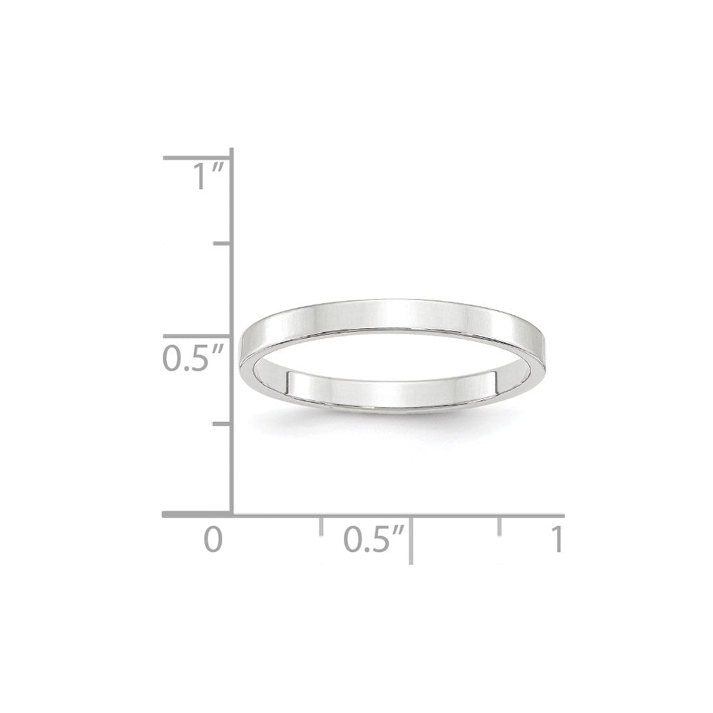 14k White Gold 2.5mm Lightweight Flat Wedding Band Ring