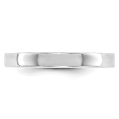 10k White Gold 3mm Lightweight Flat Wedding Band Ring