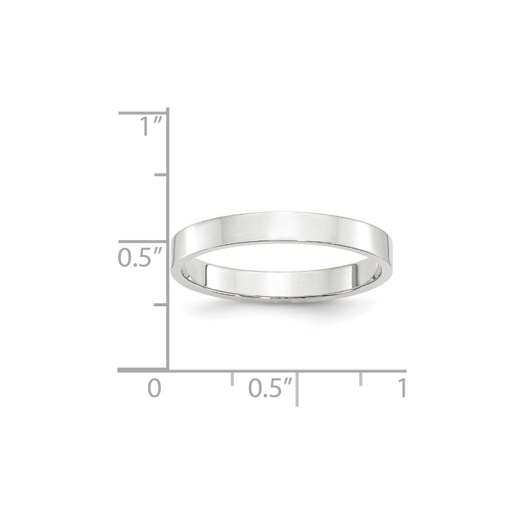 18k White Gold 3mm Lightweight Flat Wedding Band Ring