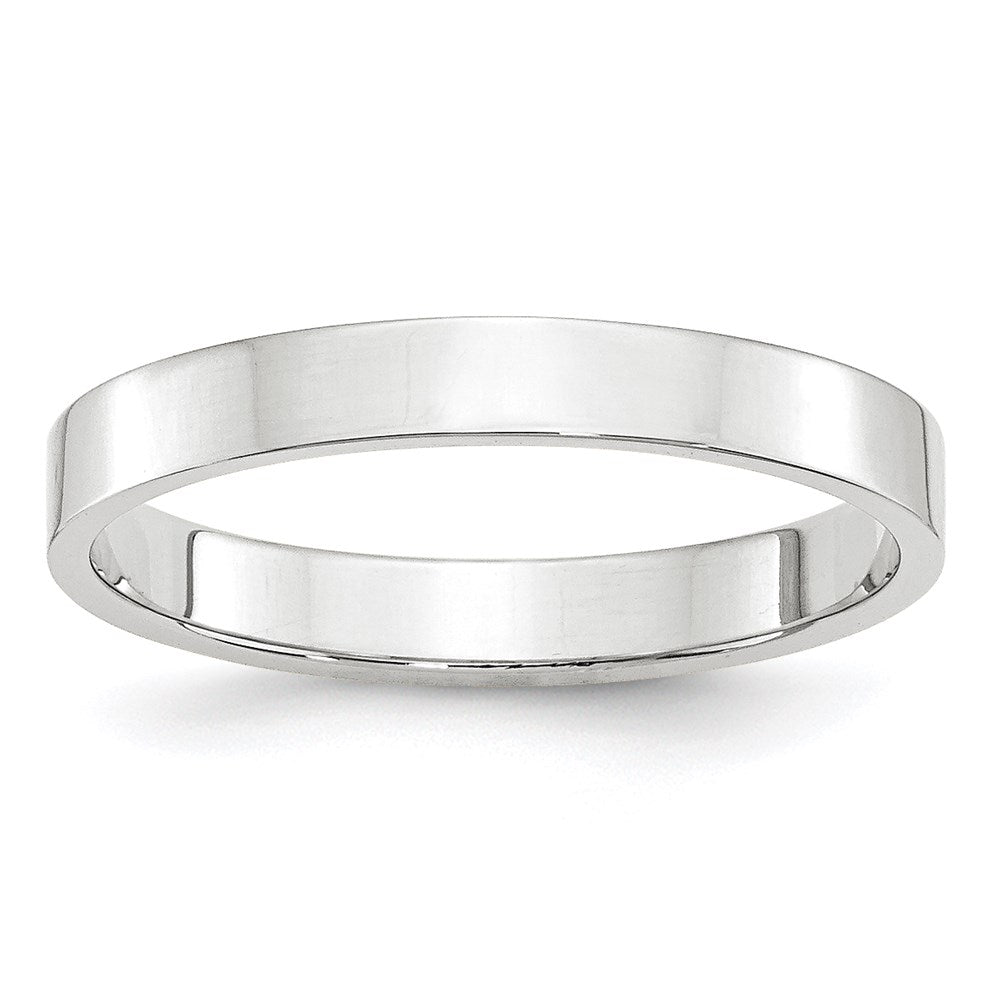18k White Gold 3mm Lightweight Flat Wedding Band Ring
