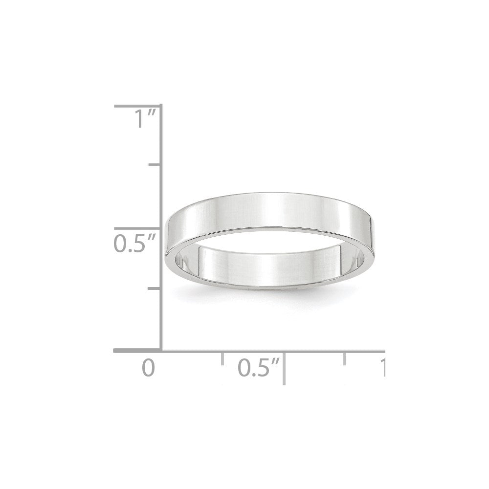 10k White Gold 4mm Lightweight Flat Wedding Band Ring