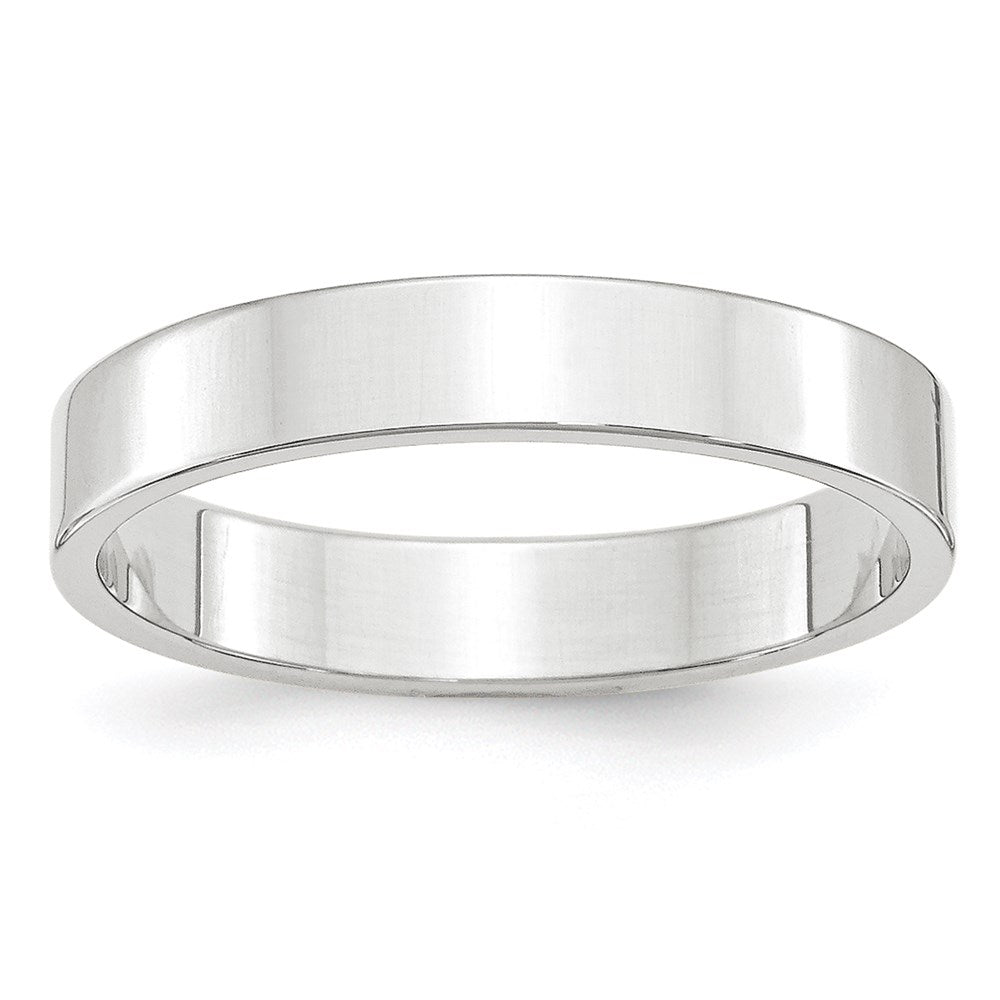 10k White Gold 4mm Lightweight Flat Wedding Band Ring