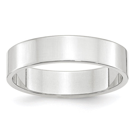 14k White Gold 5mm Lightweight Flat Wedding Band Ring