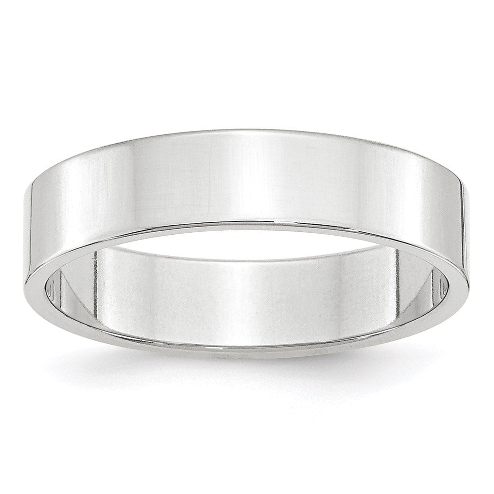18k White Gold 5mm Lightweight Flat Wedding Band Ring