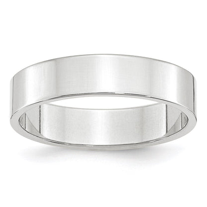 18k White Gold 5mm Lightweight Flat Wedding Band Ring
