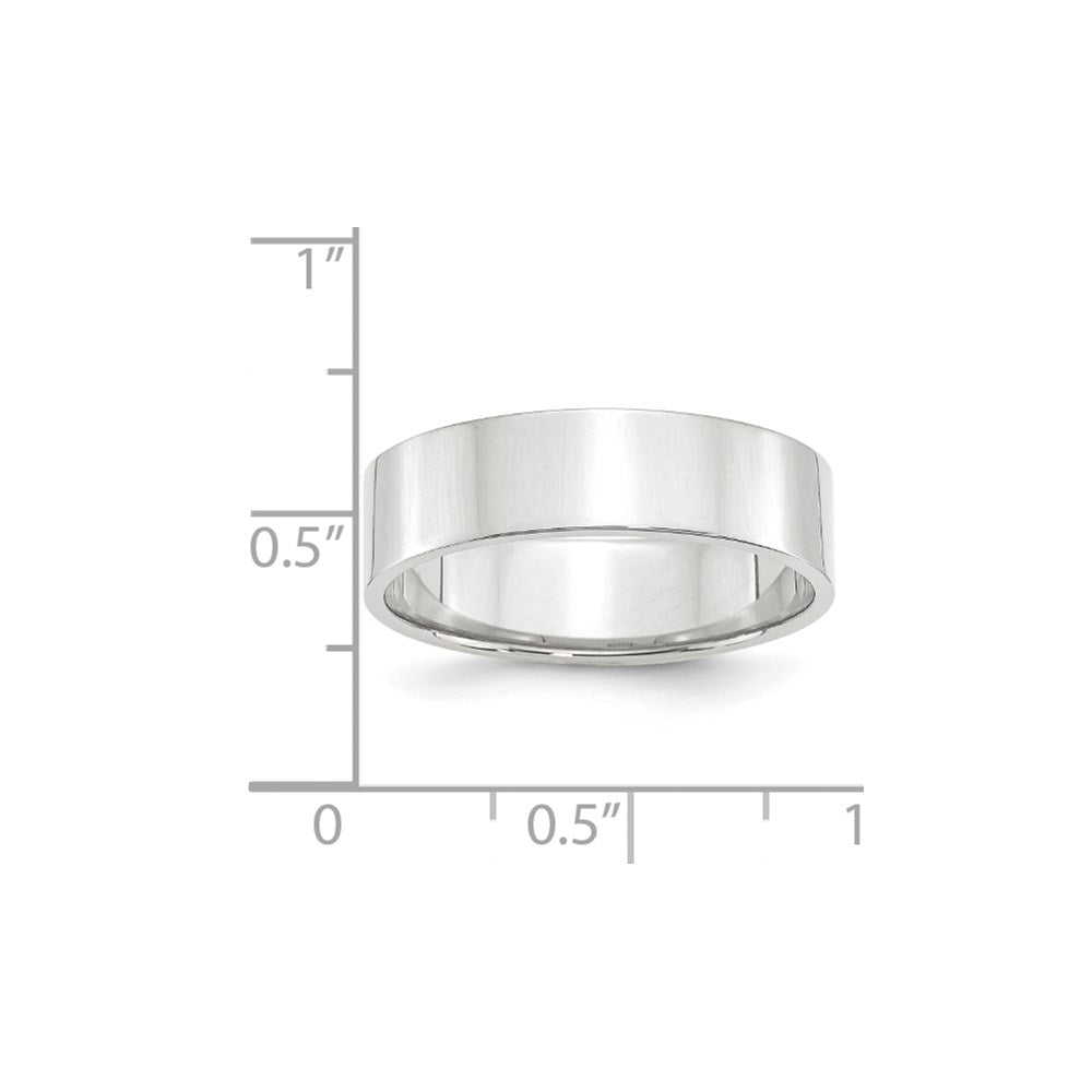 10k White Gold 6mm Lightweight Flat Wedding Band Ring