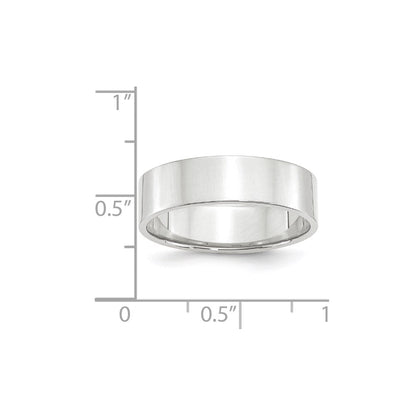 10k White Gold 6mm Lightweight Flat Wedding Band Ring