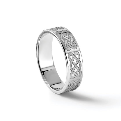 18k White Gold 6mm Lightweight Flat Wedding Band Ring