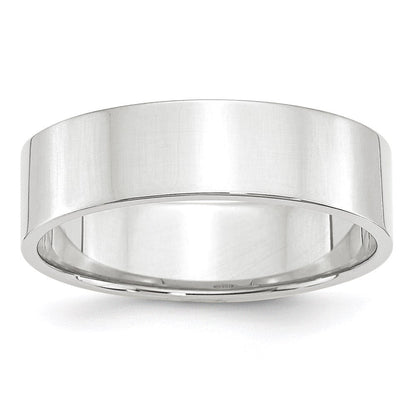 10k White Gold 6mm Lightweight Flat Wedding Band Ring