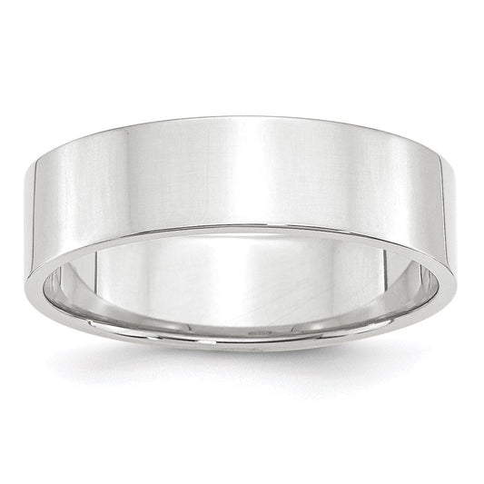 14k White Gold 6mm Lightweight Flat Wedding Band Ring