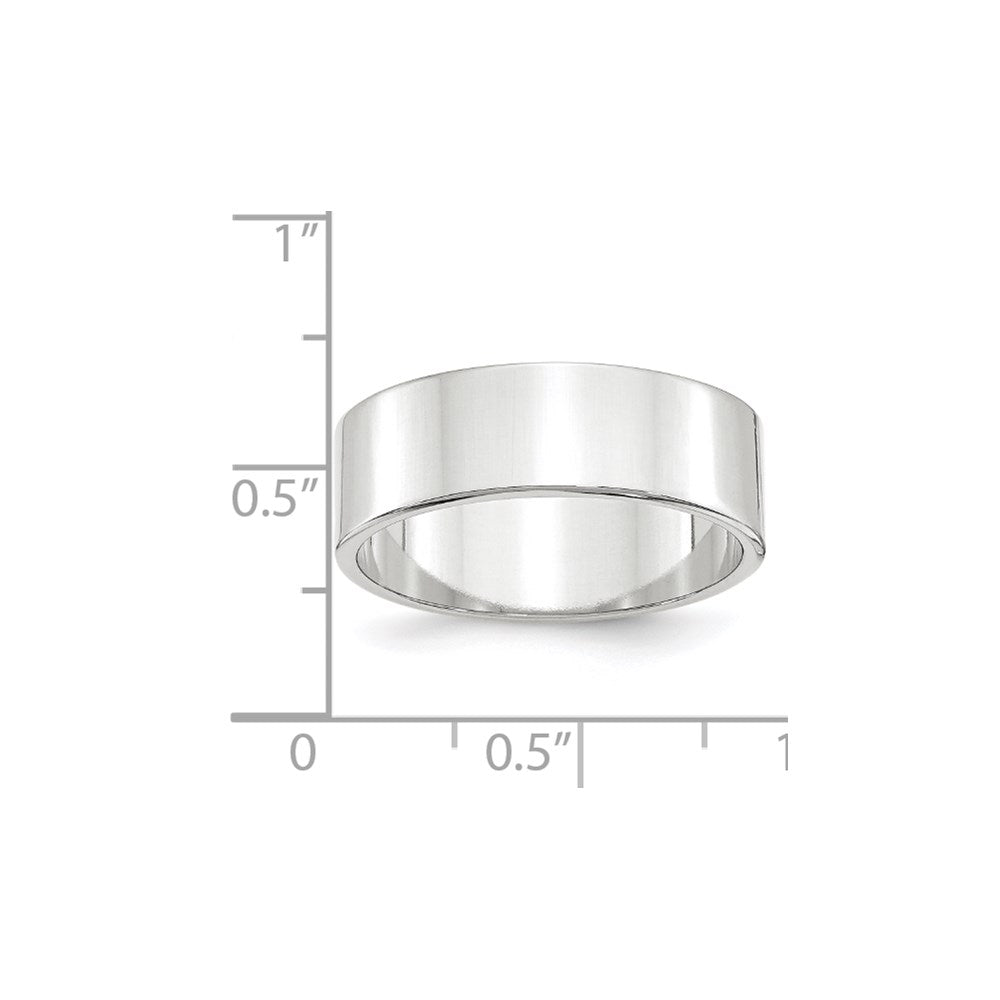 10k White Gold 7mm Lightweight Flat Wedding Band Ring