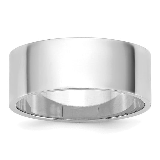 14k White Gold 7mm Lightweight Flat Wedding Band Ring