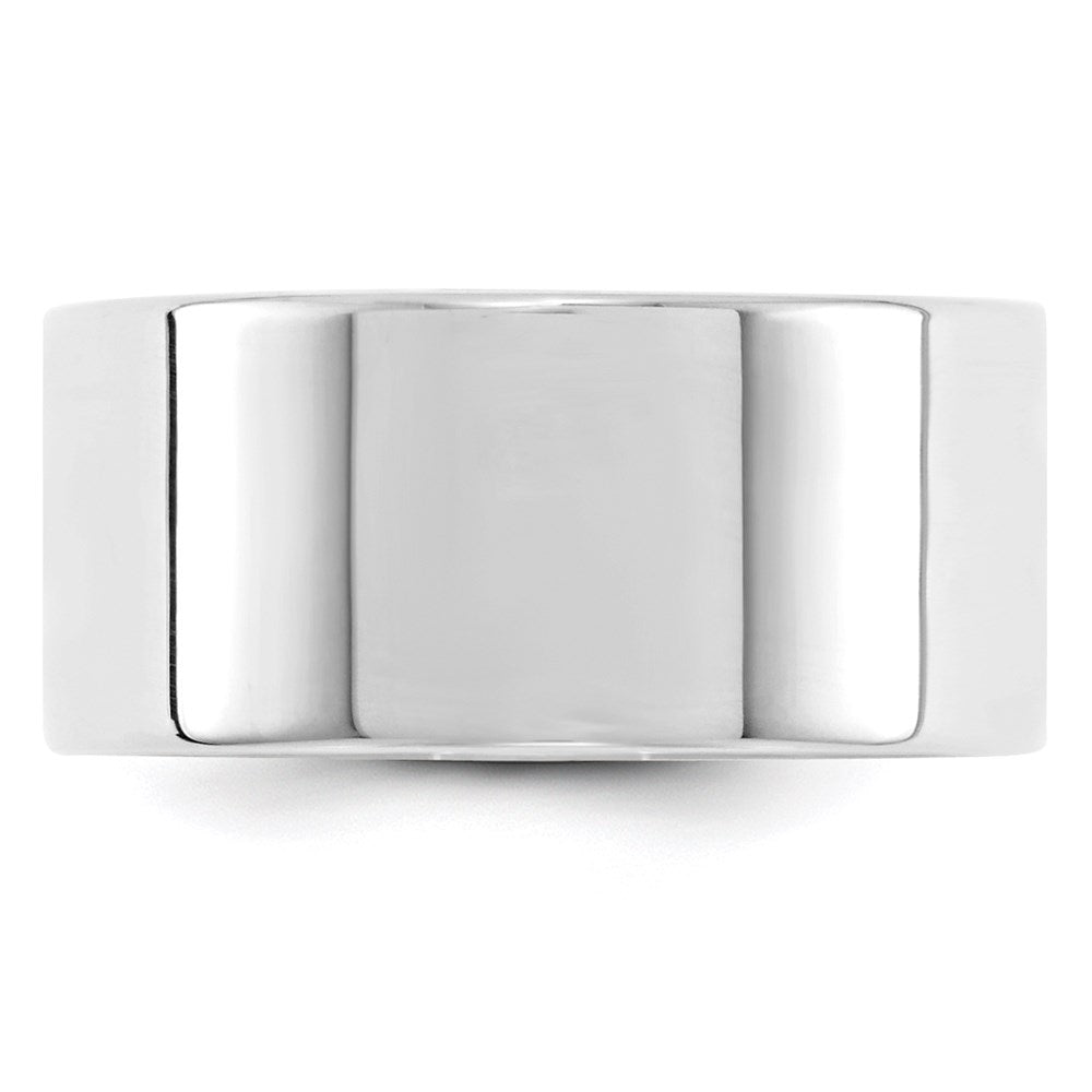 18k White Gold 10mm Lightweight Flat Wedding Band Ring