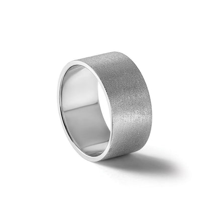 18k White Gold 10mm Lightweight Flat Wedding Band Ring