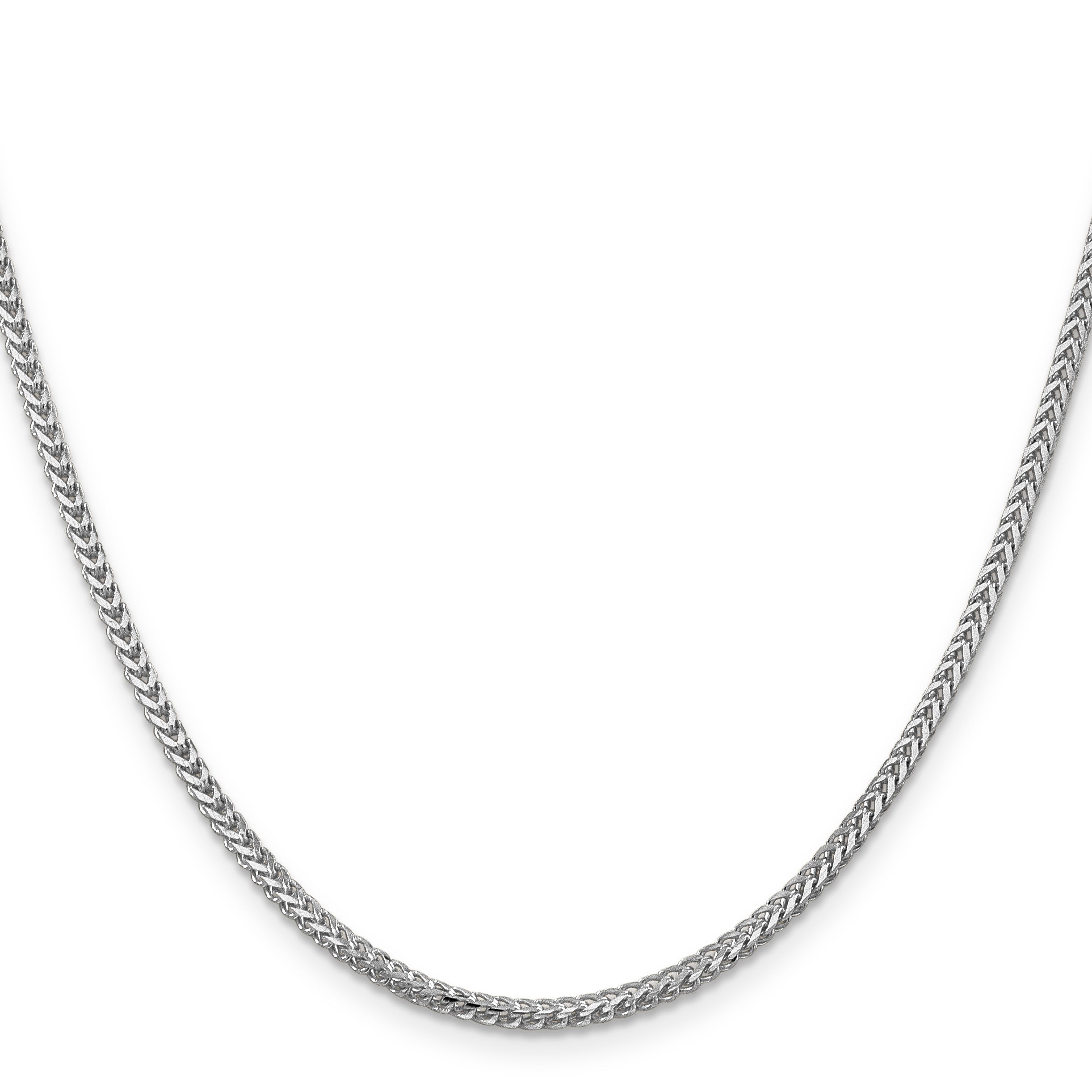 14K White Gold 24 Inch 2mm Franco With Lobster Clasp Chain Necklace