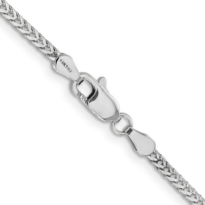 14K White Gold 18 Inch 2mm Franco With Lobster Clasp Chain Necklace
