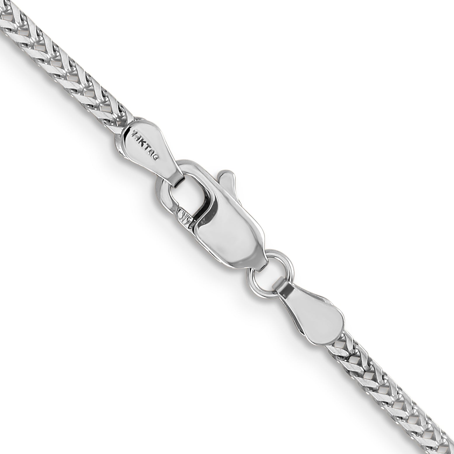 14K White Gold 24 Inch 2mm Franco With Lobster Clasp Chain Necklace
