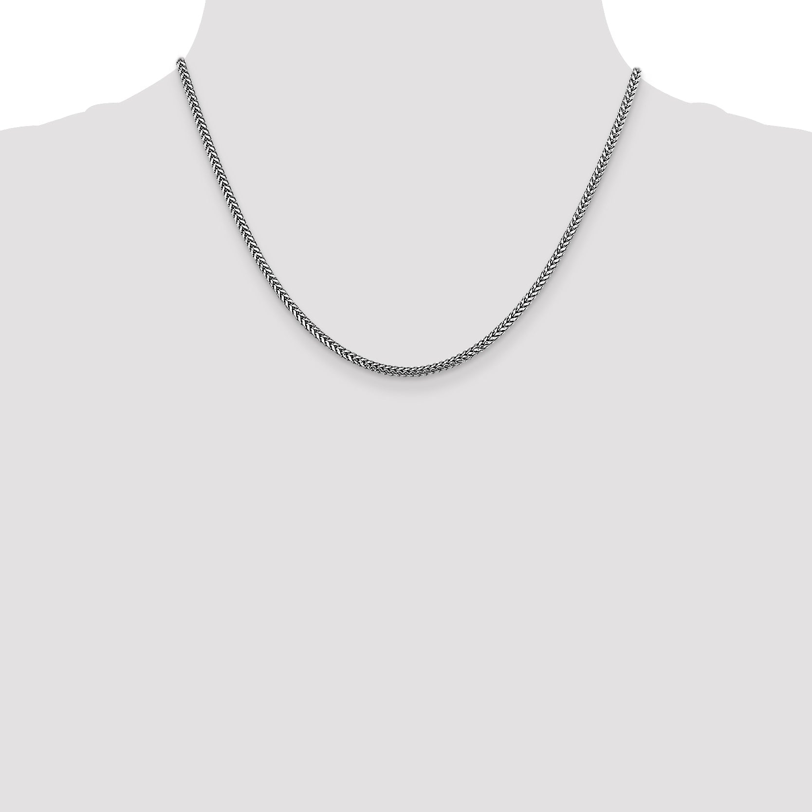 14K White Gold 18 Inch 2.3mm Franco With Lobster Clasp Chain Necklace