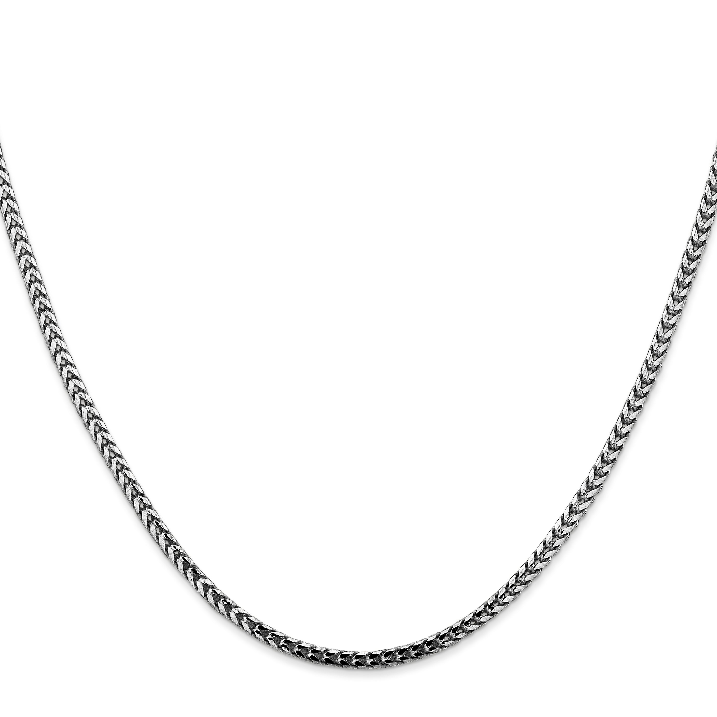 14K White Gold 22 Inch 2.5mm Franco With Lobster Clasp Chain Necklace