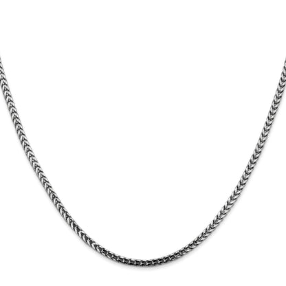 14K White Gold 24 Inch 2.5mm Franco With Lobster Clasp Chain Necklace