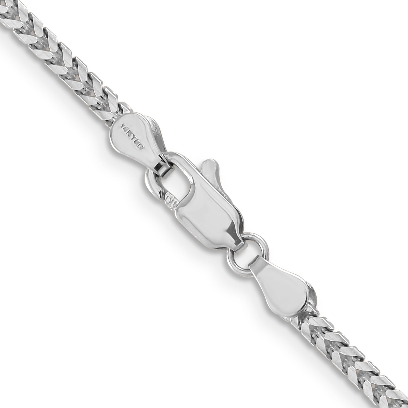 14K White Gold 18 Inch 2.5mm Franco With Lobster Clasp Chain Necklace