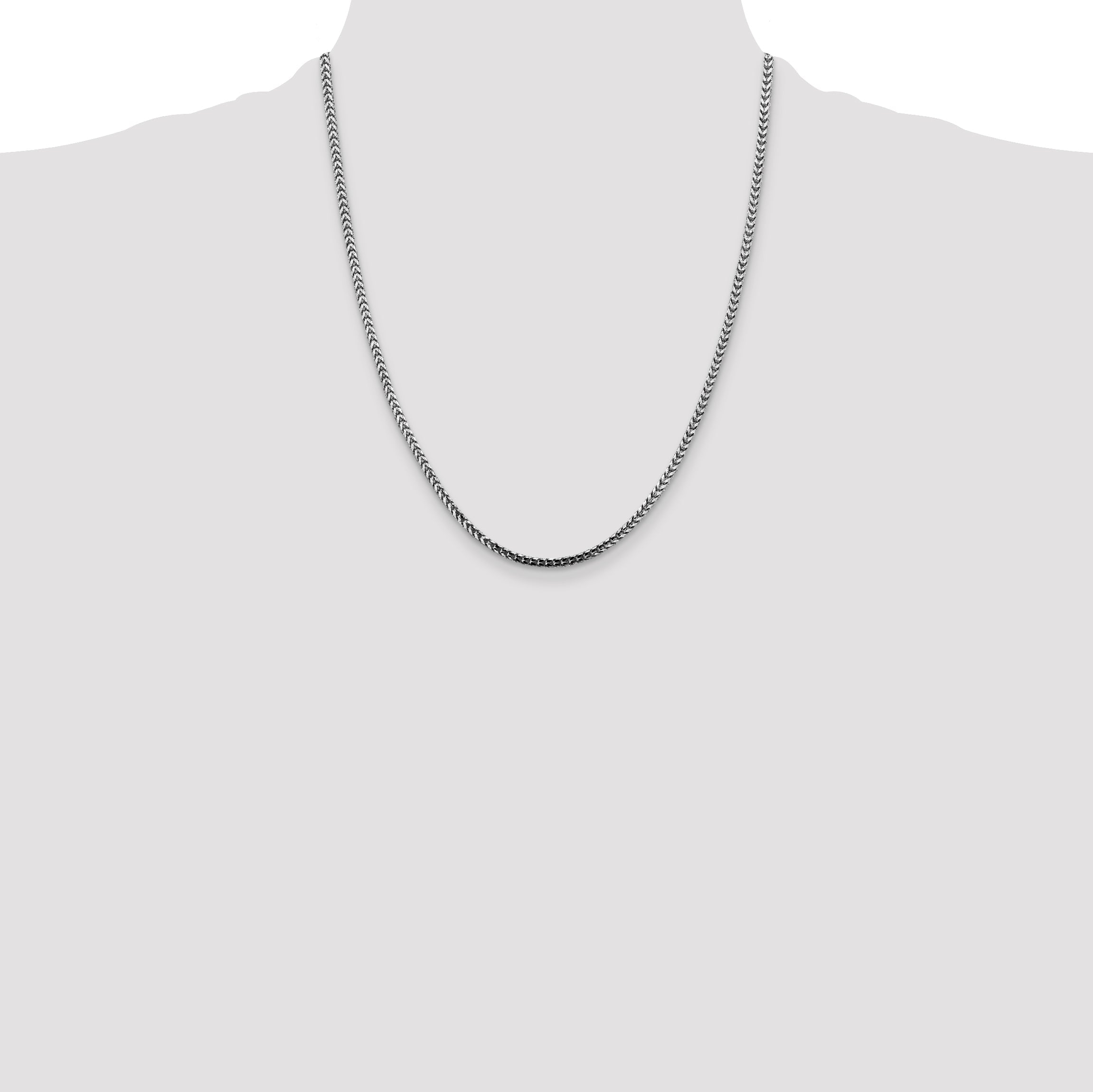 14K White Gold 22 Inch 2.5mm Franco With Lobster Clasp Chain Necklace