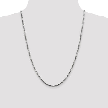 14K White Gold 24 Inch 2.5mm Franco With Lobster Clasp Chain Necklace