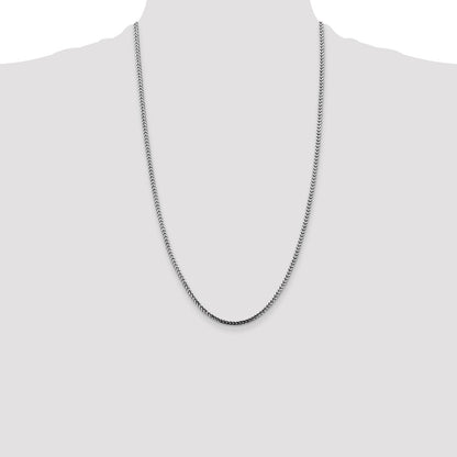 14K White Gold 26 Inch 2.5mm Franco With Lobster Clasp Chain Necklace