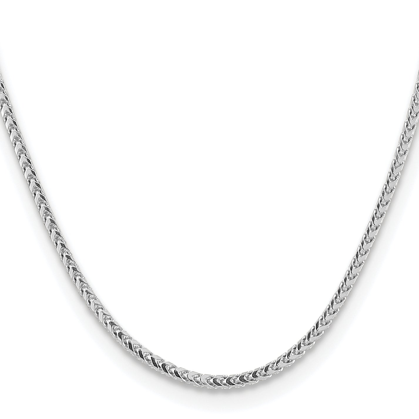 14K White Gold 24 Inch 3mm Franco With Fancy Lobster Clasp Chain Necklace