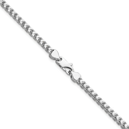 14K White Gold 18 Inch 3mm Franco With Fancy Lobster Clasp Chain Necklace
