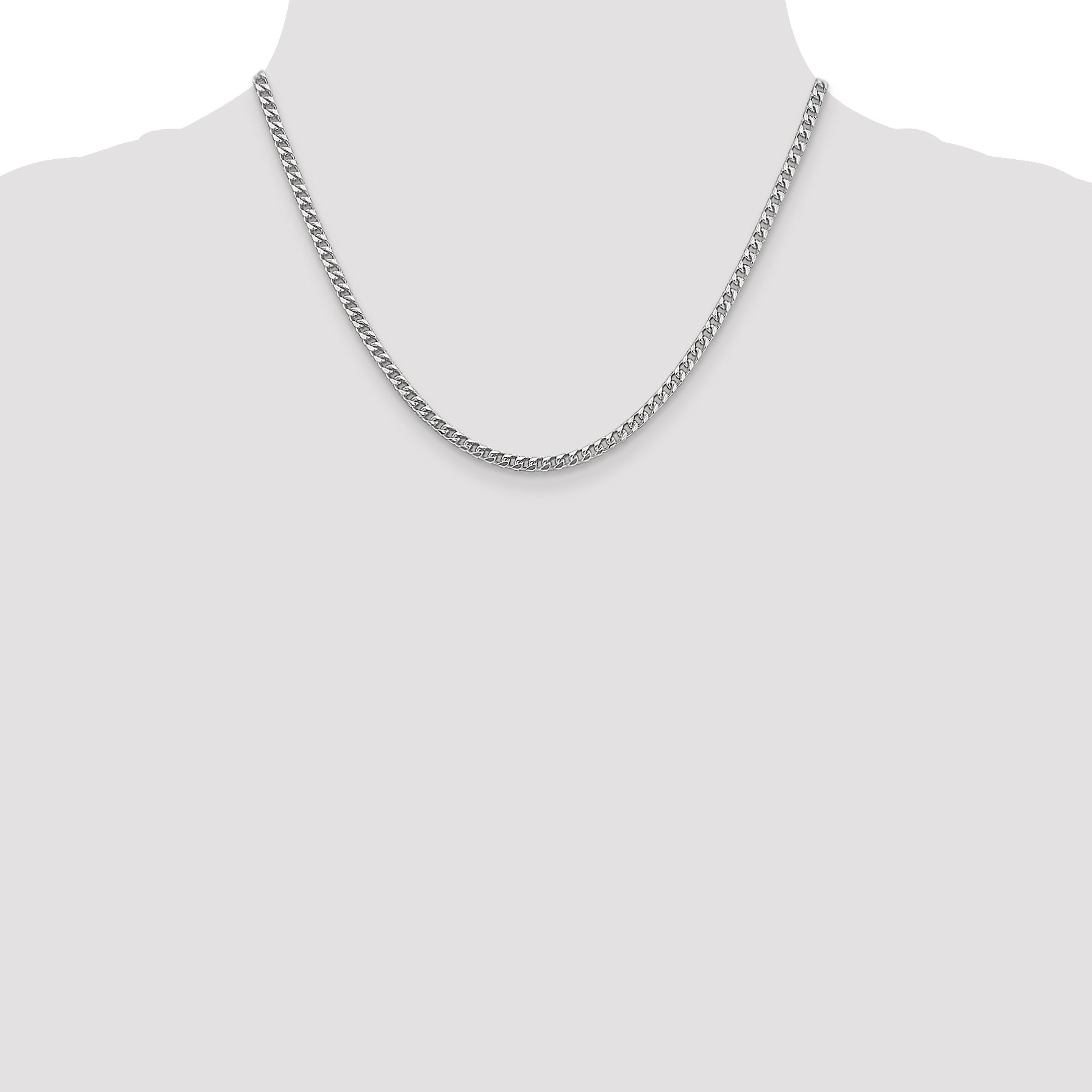 14K White Gold 18 Inch 3mm Franco With Fancy Lobster Clasp Chain Necklace