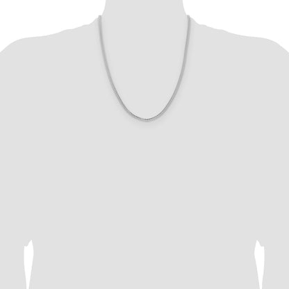 14K White Gold 22 Inch 3mm Franco With Fancy Lobster Clasp Chain Necklace