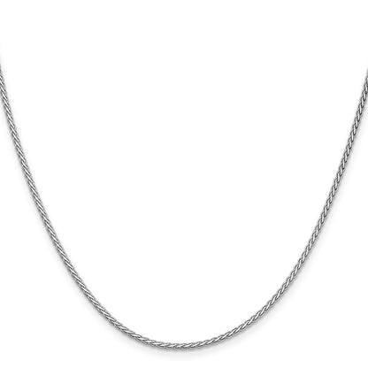 14K White Gold 18 Inch 1.9mm Flat Wheat With Lobster Clasp Chain Necklace
