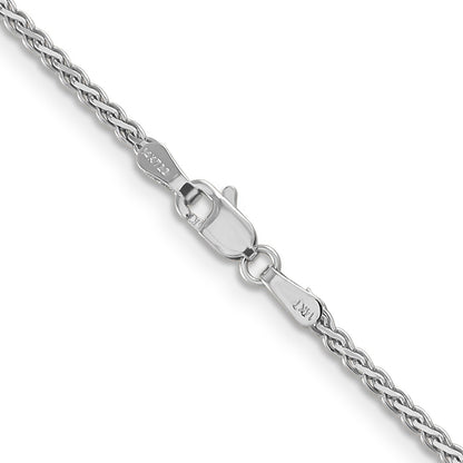 14K White Gold 20 Inch 1.9mm Flat Wheat With Lobster Clasp Chain Necklace