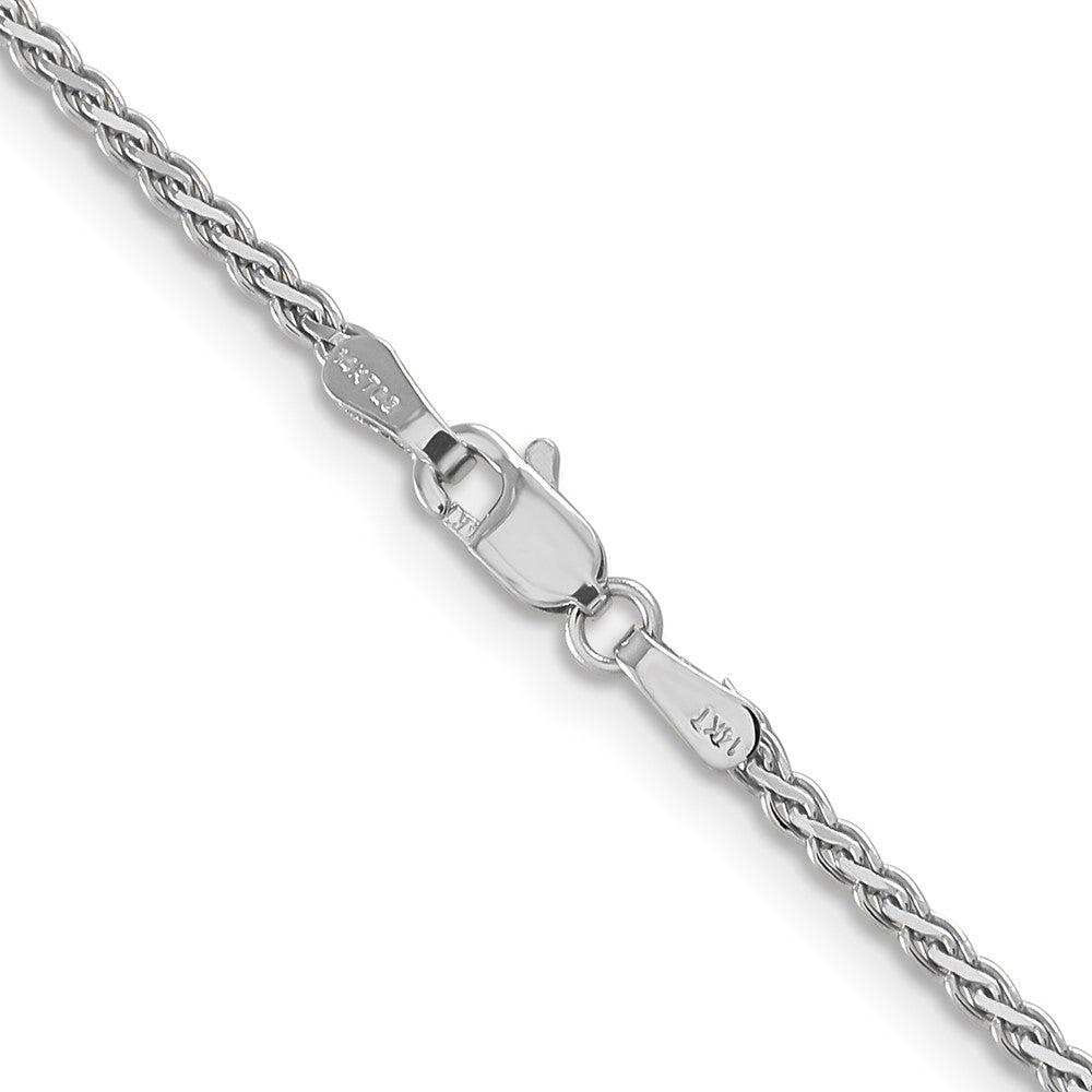14K White Gold 18 Inch 1.9mm Flat Wheat With Lobster Clasp Chain Necklace