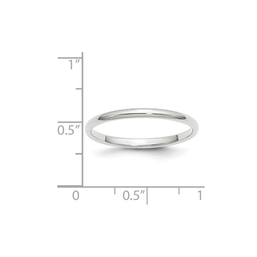 10k White Gold 2mm Half Round Wedding Band Ring