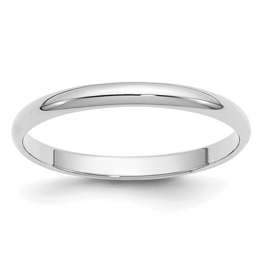 10k White Gold 2mm Half Round Wedding Band Ring