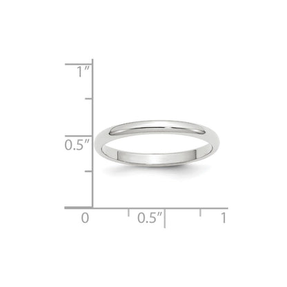 18k White Gold 2.5mm Half-Round Wedding Band Ring