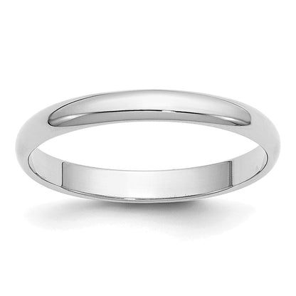 10k White Gold 2.5mm Half Round Wedding Band Ring