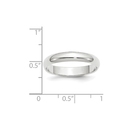 10k White Gold 4mm Half Round Wedding Band Ring